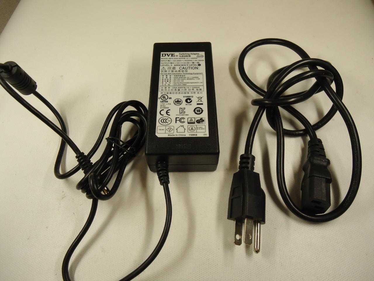 DVE DSA-60PFB-12 120500 Switching Monitor Power Supply with Power Cord New